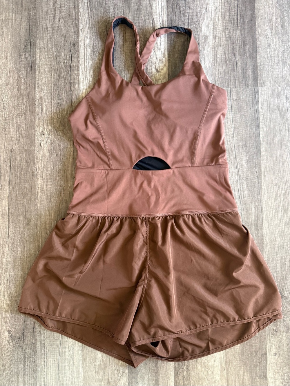 Wenlia Romper Brown Wenlia Workout Romper Onesie with Padded Bra Size Small